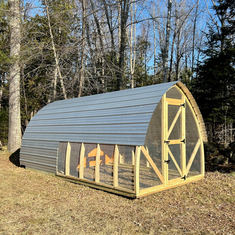 We use durable Galvalume metal roofing on all our chicken coops